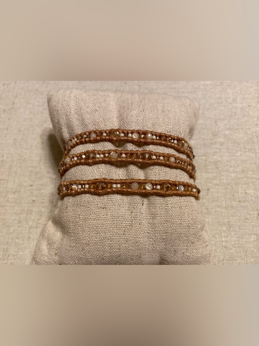 Chan Luu Brown Beaded Wrap Bracelet with Pearl Accents